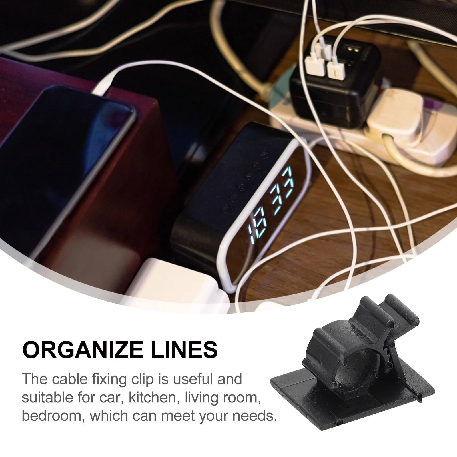 

50 Pcs Cable Fixation Clips Wire ganizer Adhesive Holder Cord Management Household Electric Car Lightweight Durable
