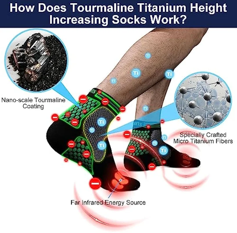 Highersocks 2023 Far Infrared Schorl Titanium Ion Heightening Booster Socks, Higher Booster Socks For Men & Womenfar Infrared