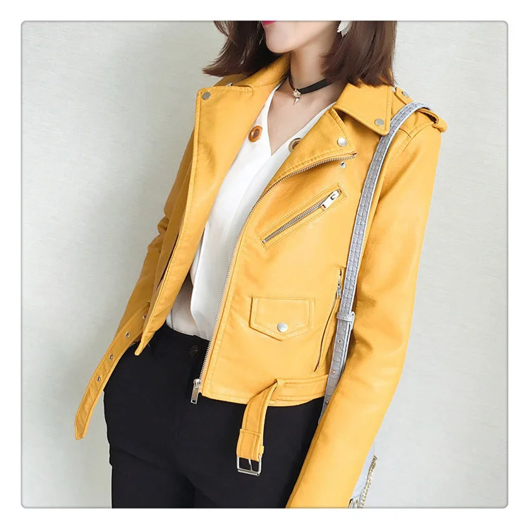 Women's Short PU Patent Leather Jacket Female Zipper Locomotive Faux Leather Coats Spring And Autumn New Simple Clothes Wine