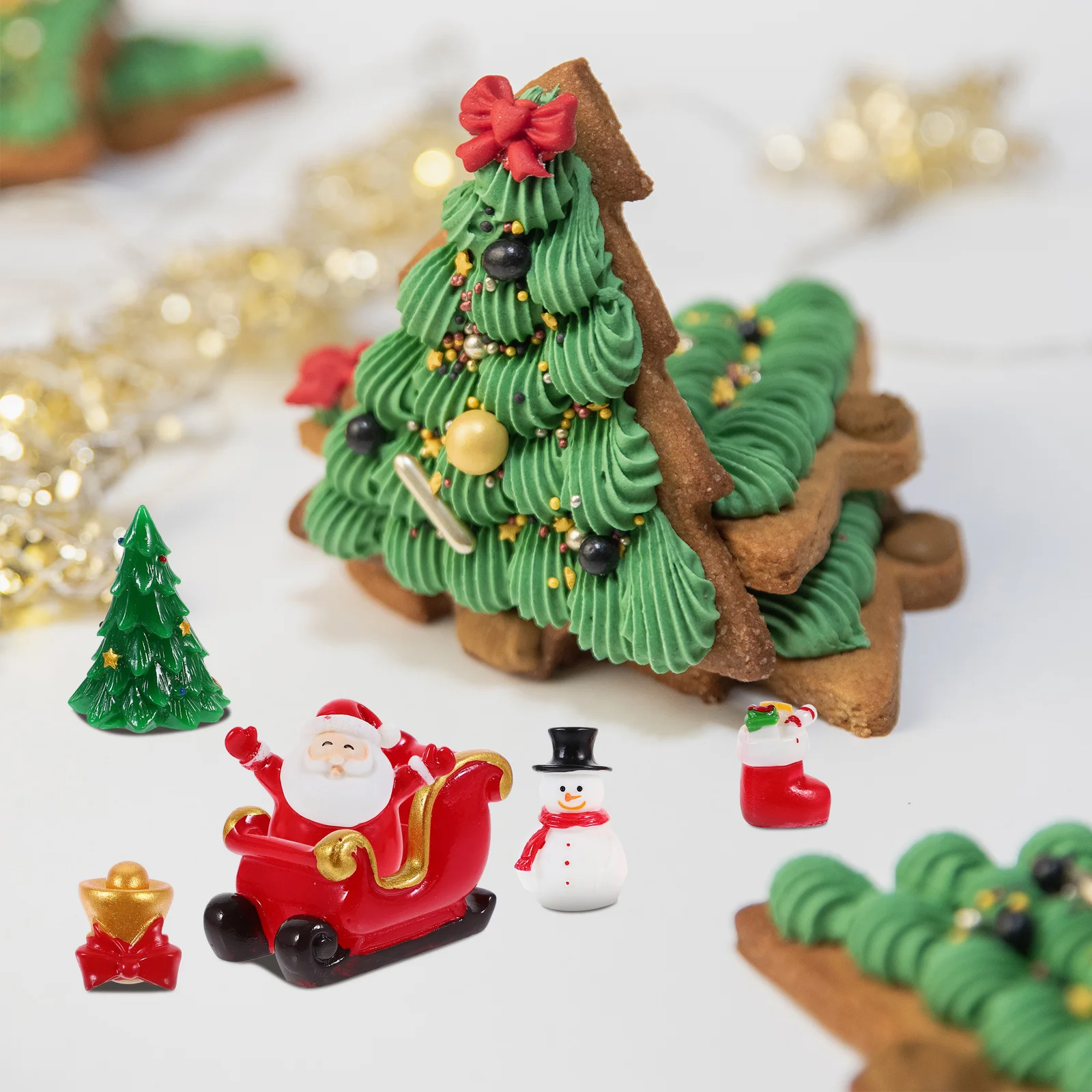 

1 Set Miniature Christmas Ornaments Resin Xmas Decor For Christmas Table Decor Mini Landscape Figurines Kit Party Craft