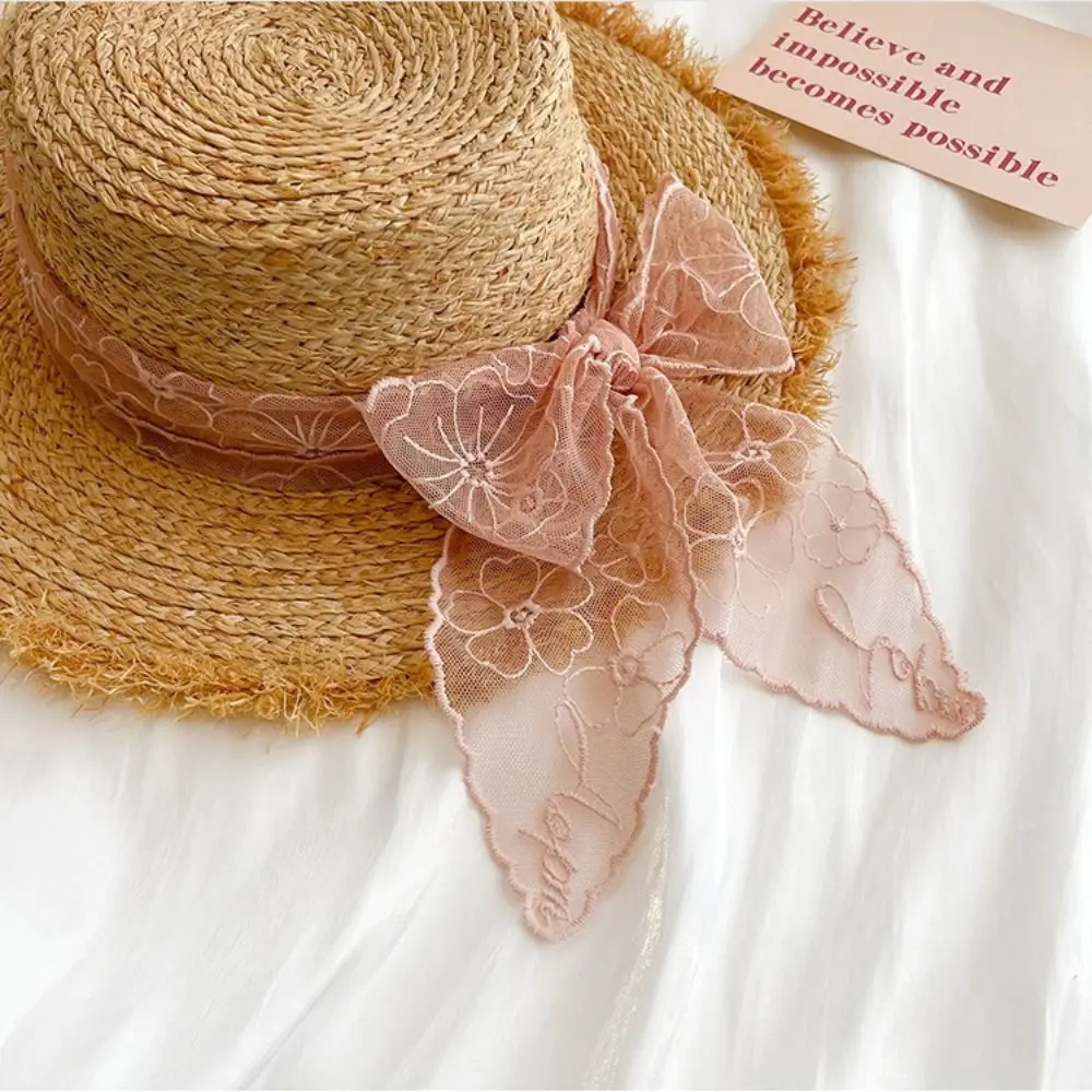 

Elegant Retro Narrow Scarf Floral Embroidery Soft Texture Silk Scarf Long Strip Solid Color Lace Waist Belt For Women