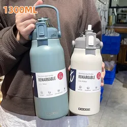 1300ML Thermal Water Bottle Large Capacity With Straw Stainless Steel Thermos Bottle Cold and Hot Water Bottle Sport Thermos Cup