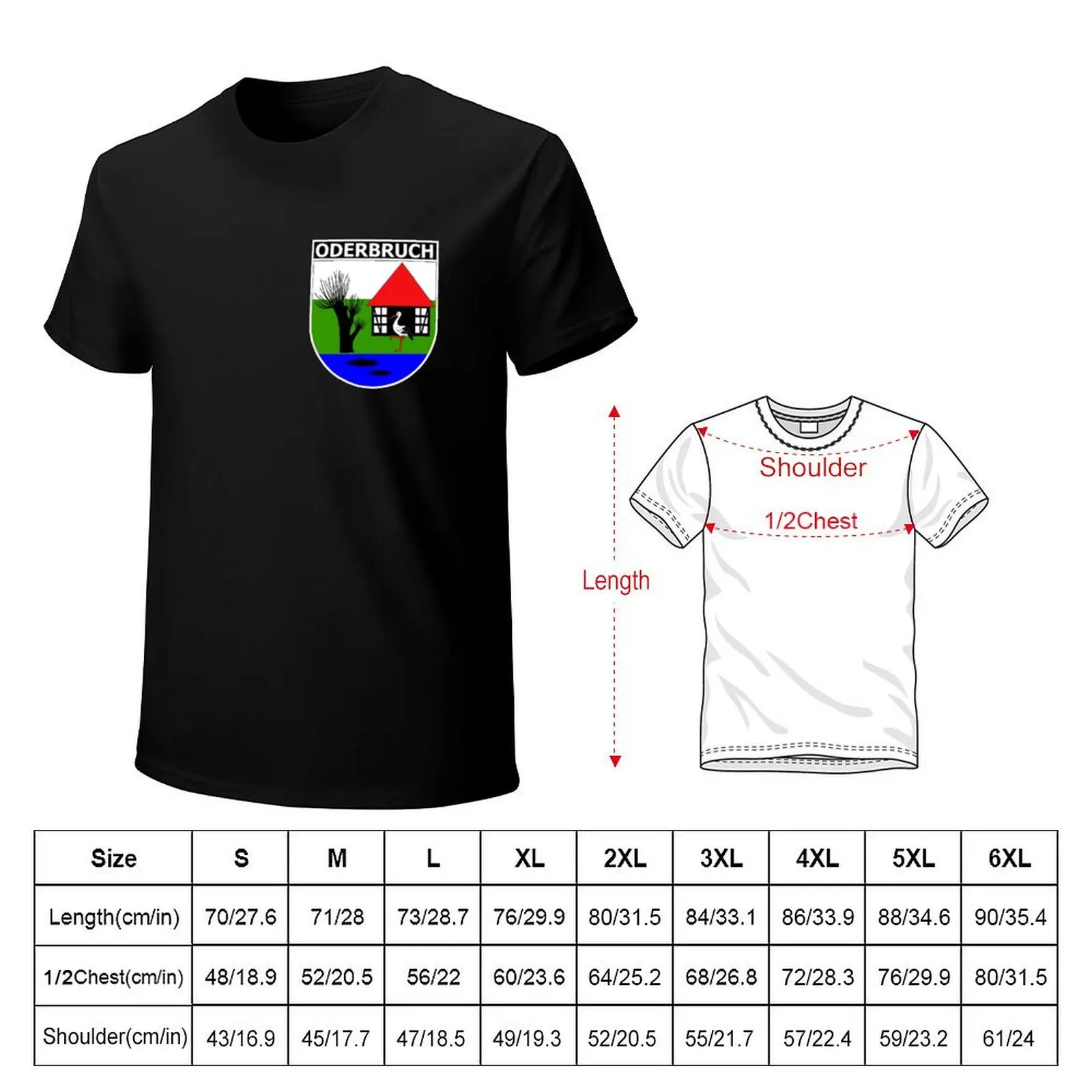 Oderbruch - coat of arms half-timbered willow tree stork fish water meadow T-Shirt Basic All Season Solid T-Shirt