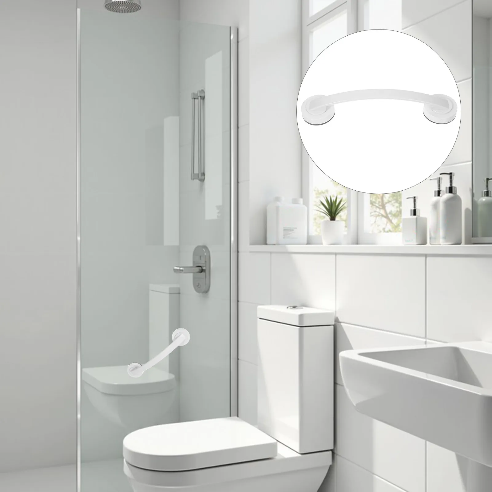 

Большая белая опорная ручка из АБС-пластика для ванной, туалета, душа, ванны, для пожилых людей, взрослых и детей, с сильным креплением на стекло, мрамор, плитку