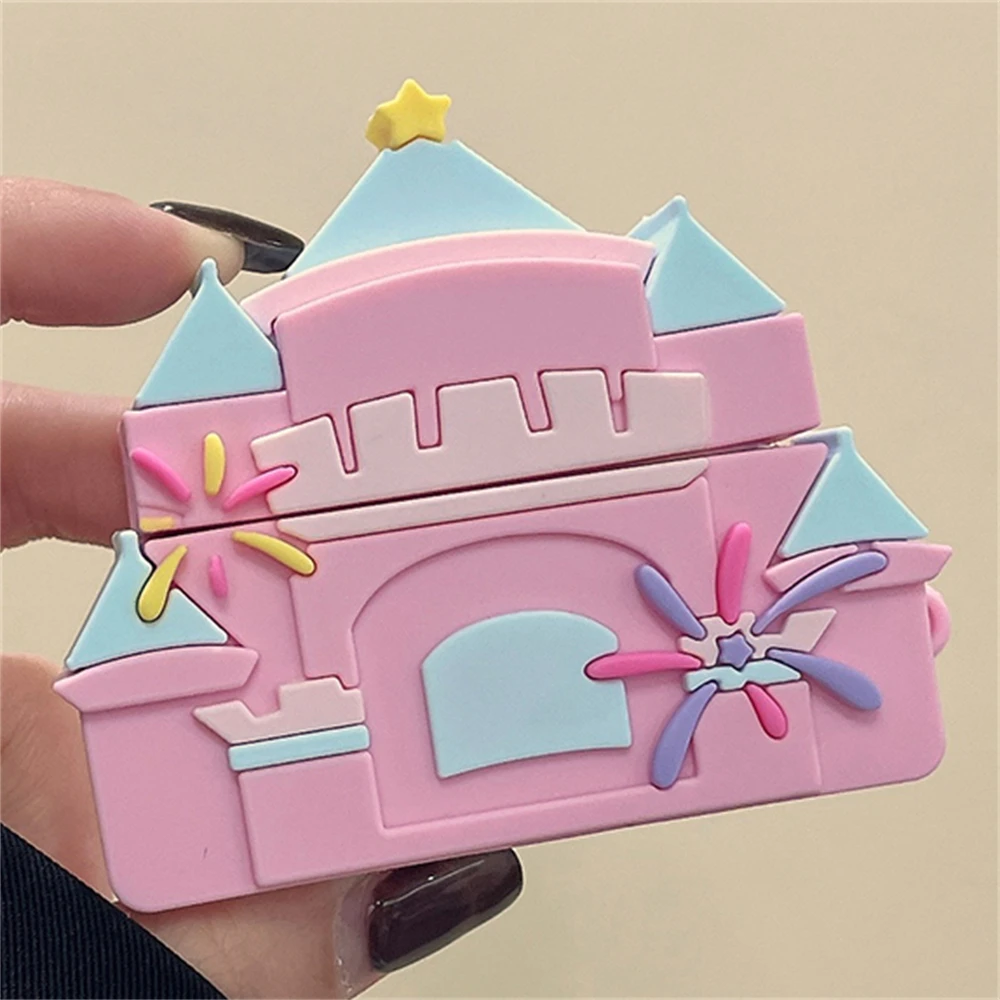 Kawaii Cute Castle Fireworks Soft Silicone Protective Shell Soft Girl Heart Earphone Case Compatible With Airpods Pro 2 Cover Co