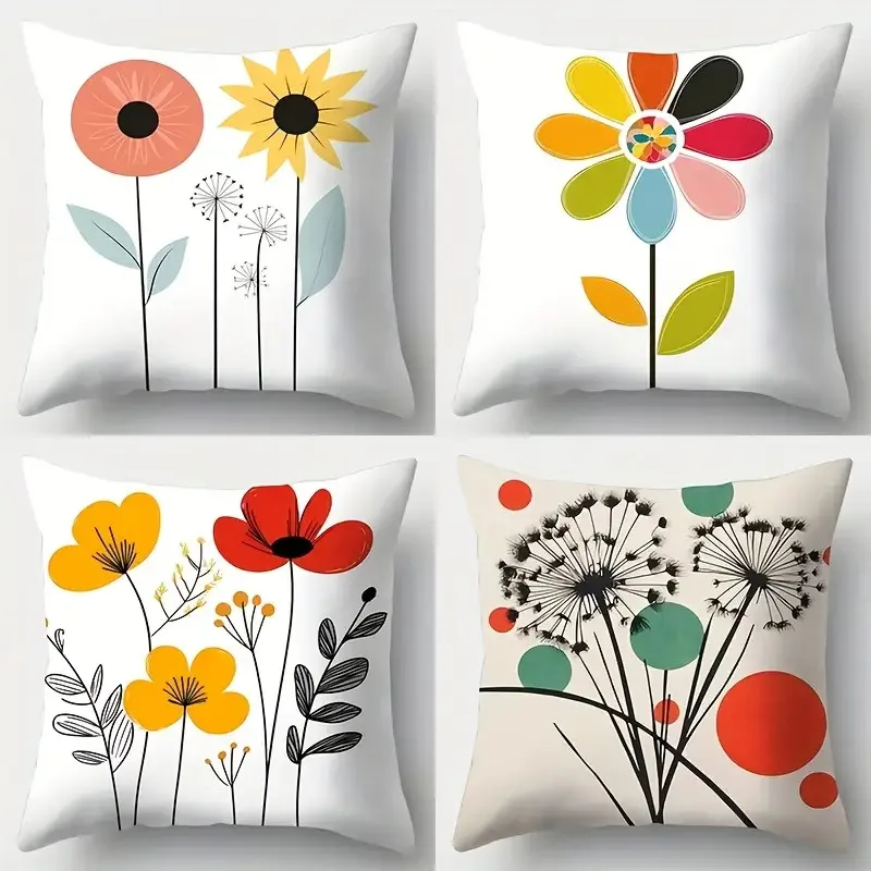 

Modern colorful floral patterns single-sided digital printing Short plush Suitable living rooms bedrooms sofas zippered closure