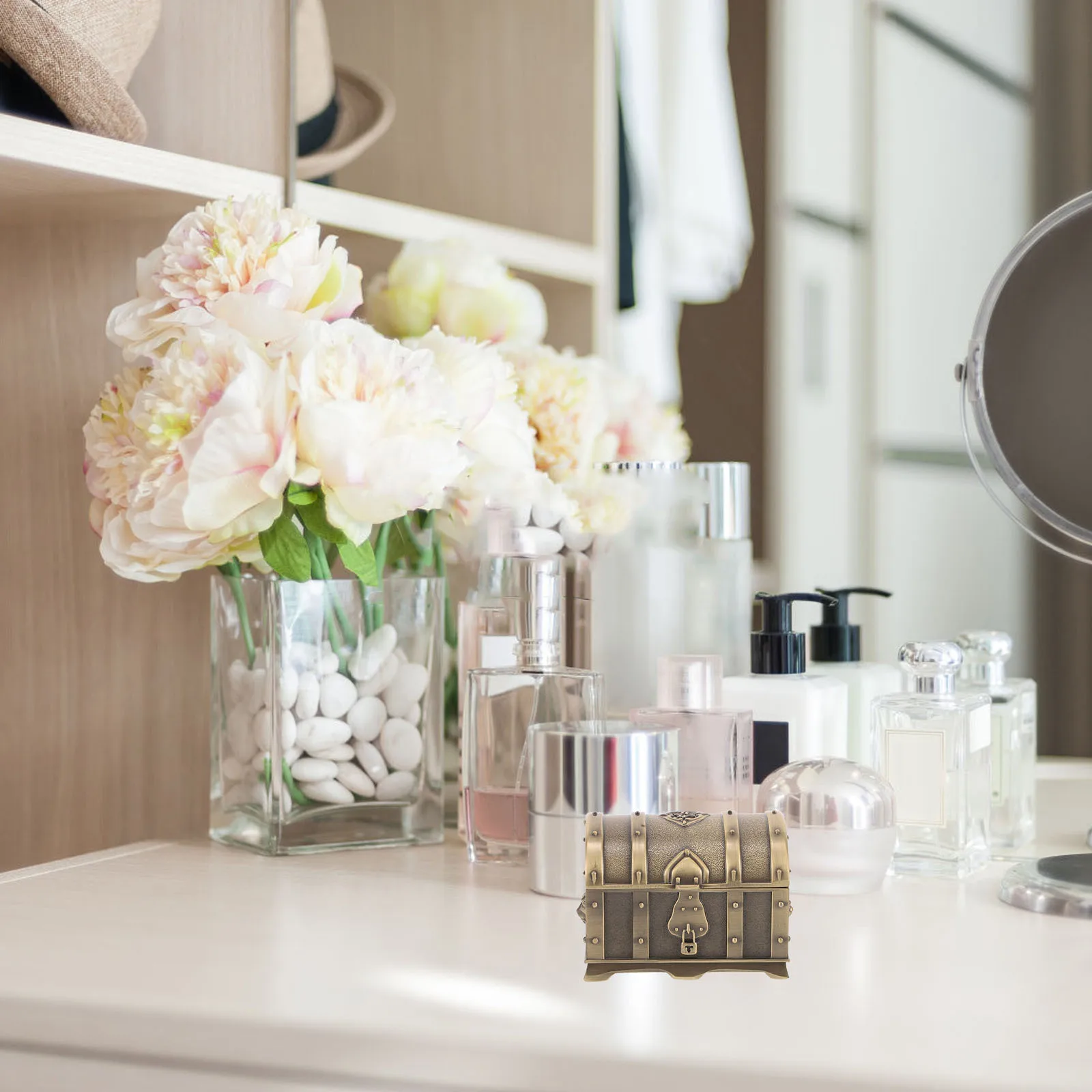 سبائك الألومنيوم مجوهرات صندوق تخزين الرجعية القرط حلقة حالة الزخرفية السفر حجم صغير هدية النساء عيد الحب