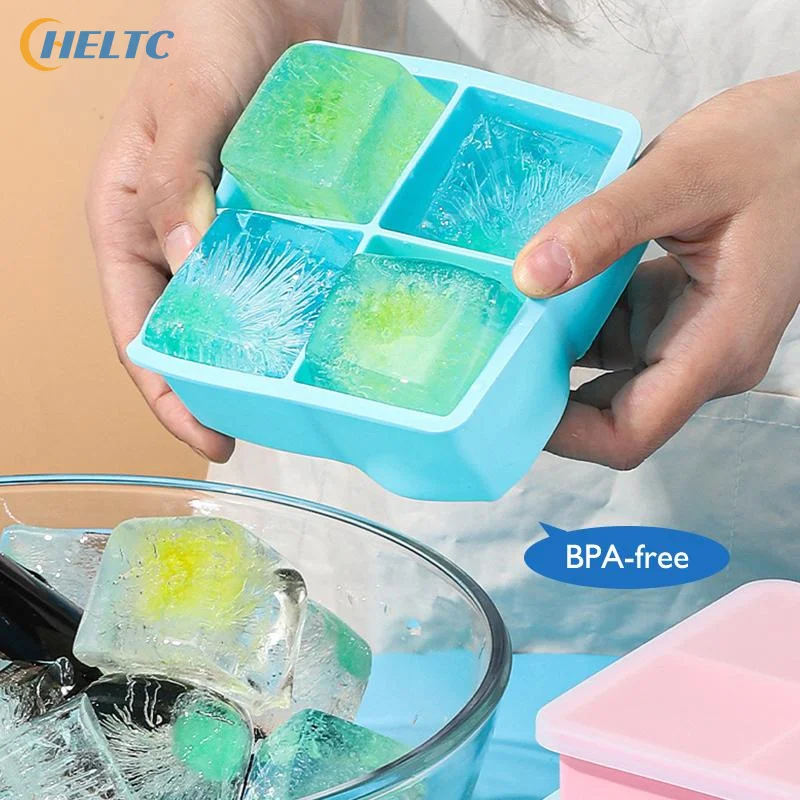 1PCS 4/6/8/15 Grid Big Ice Tray Mold Giant Jumbo Large Food Grade Silicone Ice Cube Square Tray Mold DIY Ice Maker Ice Cube Tray