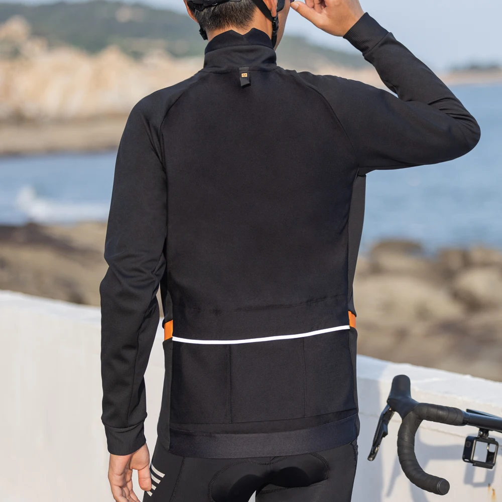 Santic Cycling Jackets Men\'s Plush Windproof Warm Winter Cycling Jackets Windproof Reflective