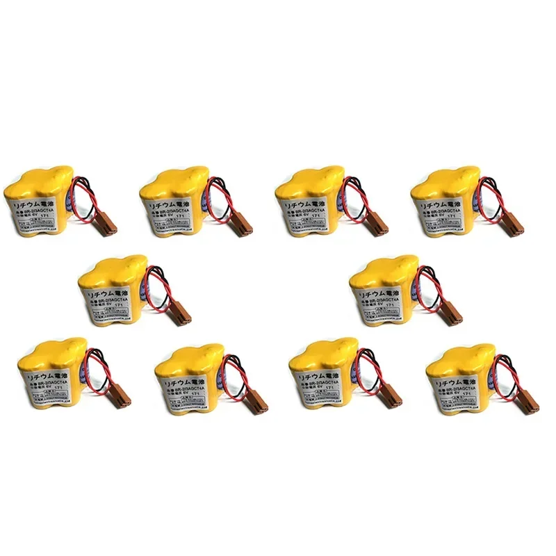 10x Original BR-2/3AGCT4A 6V 4400mAh Battery Pack PLC Lithium-ion Industrial batteries w/ Brown Plug for Panasonic Fanuc Battery