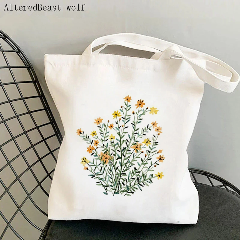 

Women Shopper bag yellow floral sun flower Wildflowers Bag Harajuku Shopping Canvas Shopper Bag girl handbag Shoulder Lady Bag