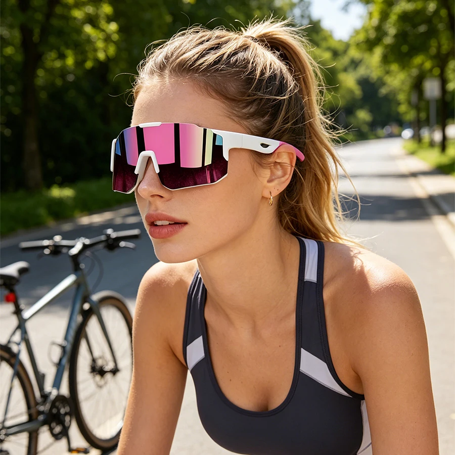 Fashion One-Piece lens Oversized Eyewear Unisex Driving Fishing Cycling Skiing Mountaineer Outdoor Vintage Sports Sun Glasses