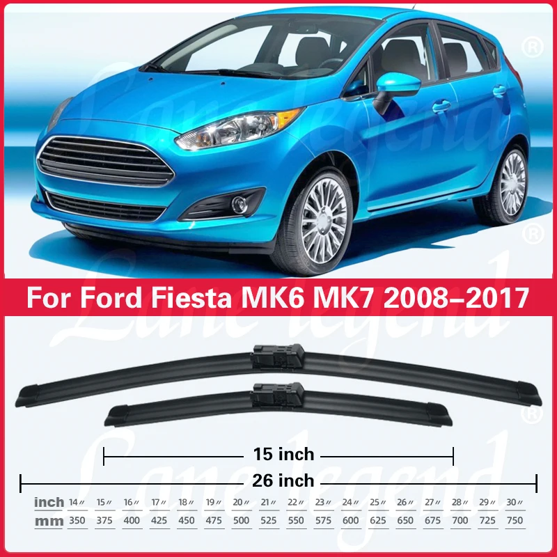 For Ford Fiesta MK6 (MK7 in UK) 2008-2017 2016 2015 2014 Wiper LHD Front Wiper Blades Windshield Windscreen Front Window 26\