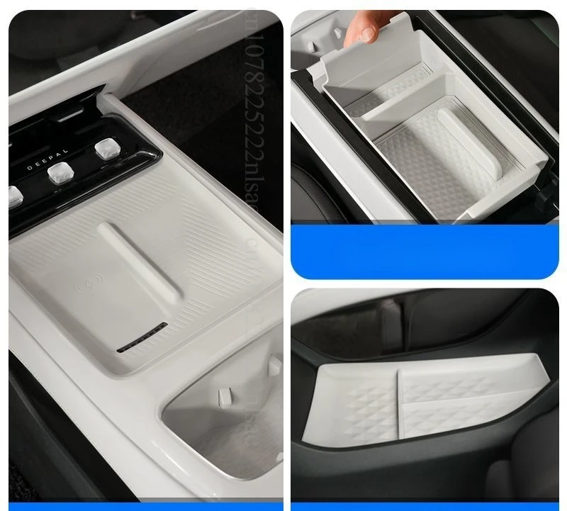 ل Changan Deepal L7 L07 منظم وحدة التحكم المركزية صندوق تخزين أسود منظم تخزين سفلي تحويل الملحقات الداخلية