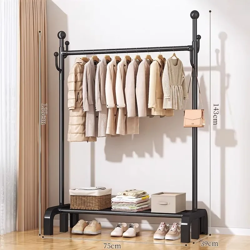 Detachable Hangers Clothes Rack Boutique Black Balcony Clothes Rack Portable Minimalist Place Saving Garment Home Furniture