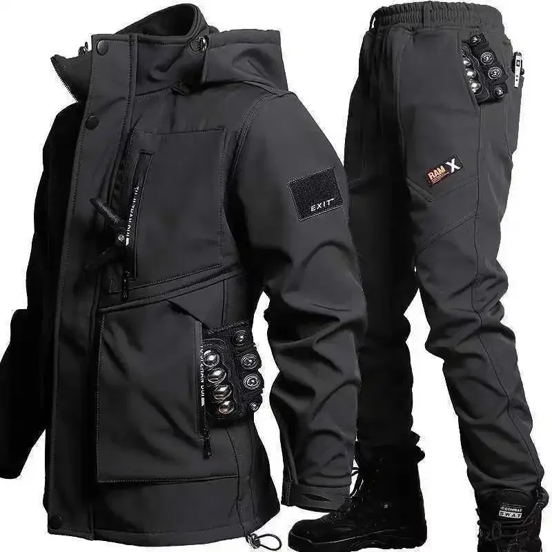 Immagine 7: Giacca da Moto per Uomo 2026 con Set da Allenamento in Velluto per Autunno e Inverno, Antiusura, Impermeabile, Resistente al Freddo, Regalo per le Vacanze
