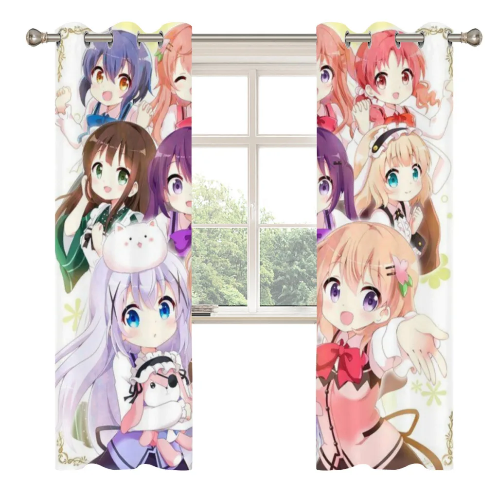 Date a Live Window Curtains  for Living Room Bedrooms 2 pieces Aesthetic Room Decoration