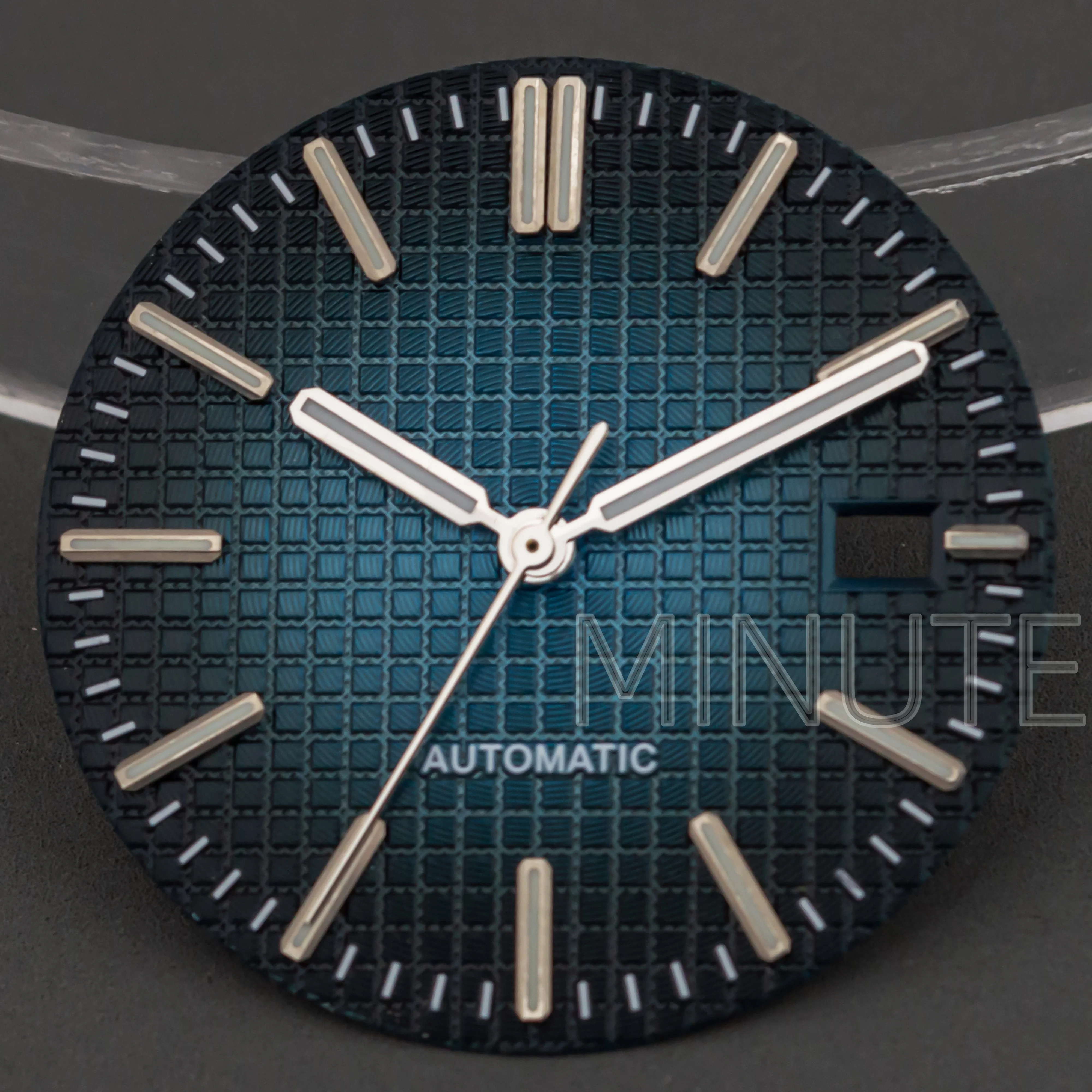 31.8 مللي متر NH35 الهاتفي الأيدي الأخضر مضيئة أسود أزرق ارتفع الذهب ساعة الطلب لحركة NH36 رويال أوك حافظة ساعة اكسسوارات أجزاء