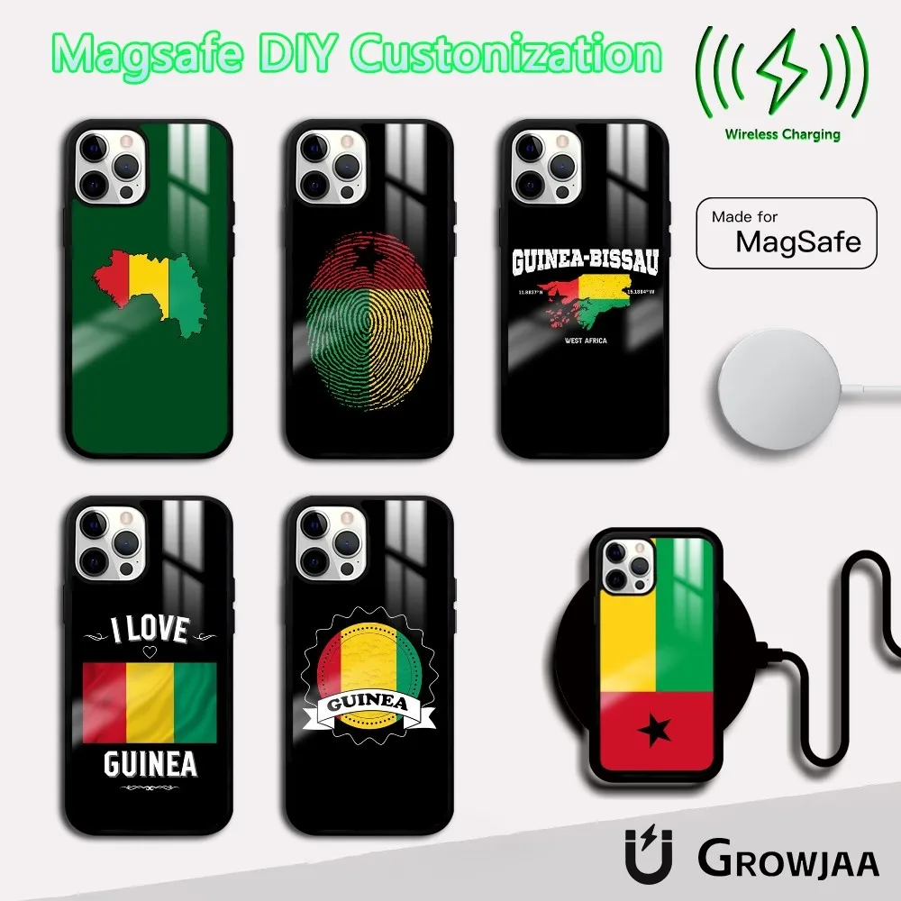 Guinea Bissau Flag Phone Case For iPhone 16 15 14 13 12 11 Pro Max Plus Mini Magsafe Mirror Wireless Magnetic Cover