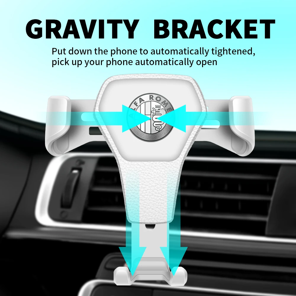Gravity Air Vent Car Phone Holder Mount Auto Cellphone Stand For Alfa Romeo Giulietta GT MiTo Brera Stelvio Sticker Accessories