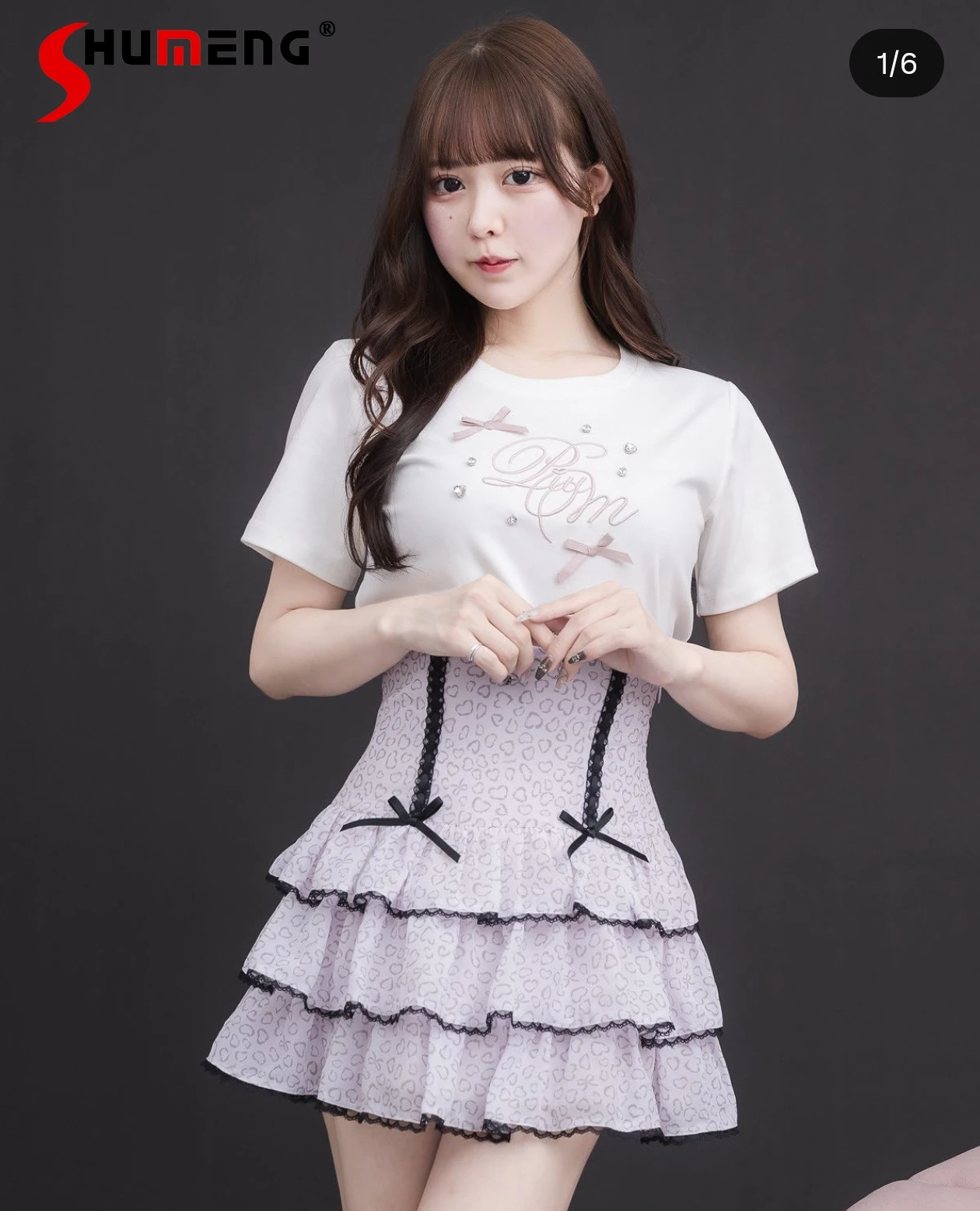 

Japanese Mine Style Mass-Produced Elegant Sweet Cake Mini Skirts High Waist Lace Bow Leopard Versatile Short Skirt Women Summer