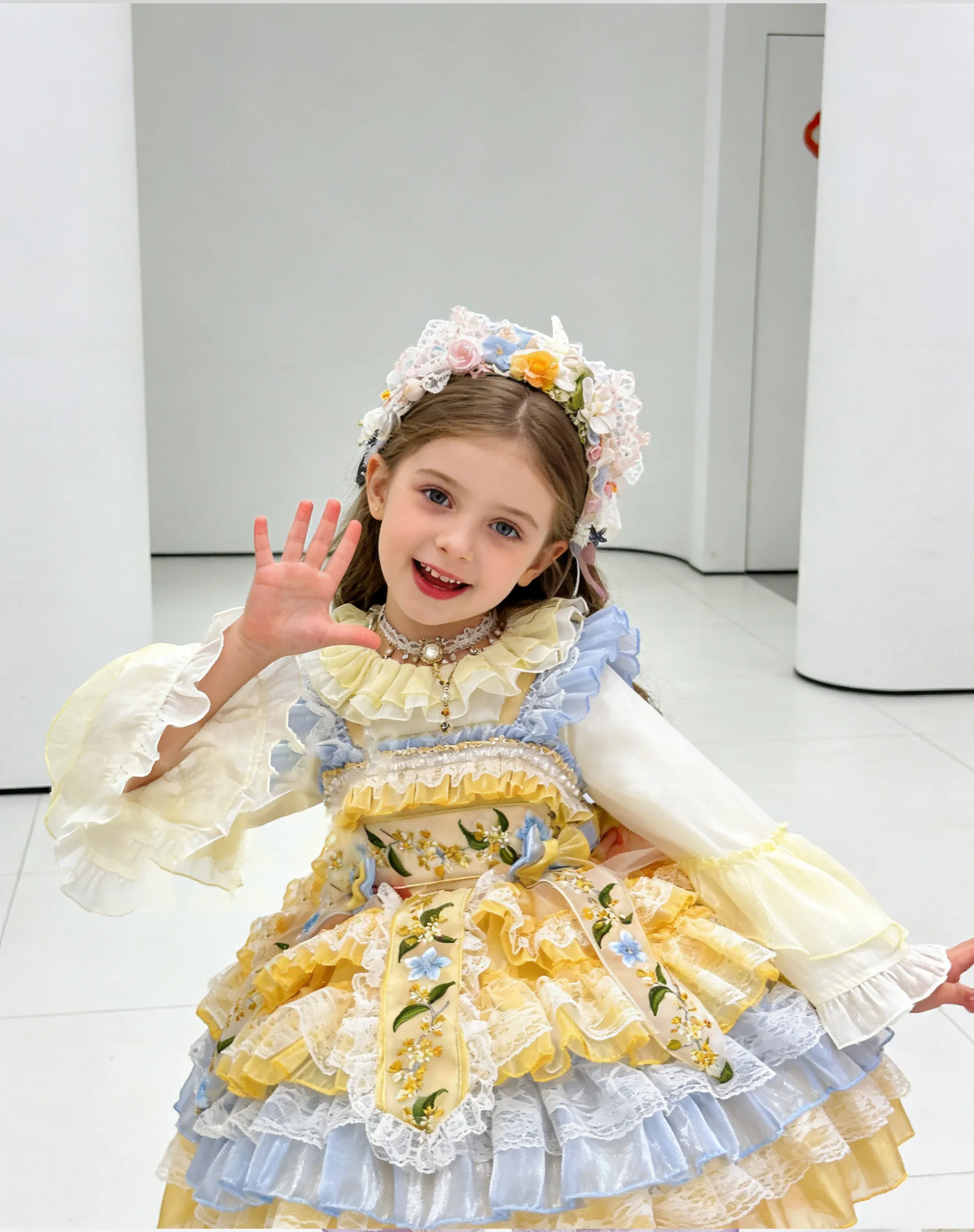 Ins Sweet Kids Boutique Lolita Mädchen Prinzessinnenkleid Spanisches Lolita Qualitäts-Trägerkleid für Partys und Hochzeiten Fotografie-Kleidung – Detail 11