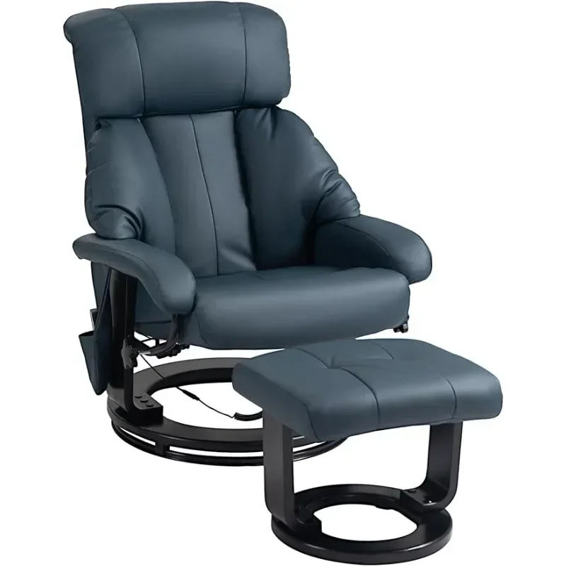 

Massage Recliner Chair w/ Ottoman,Swivel Recliner & Footstool,PU Leather Reclining Chair w/ Side Pocket & Remote,Multiple Colors