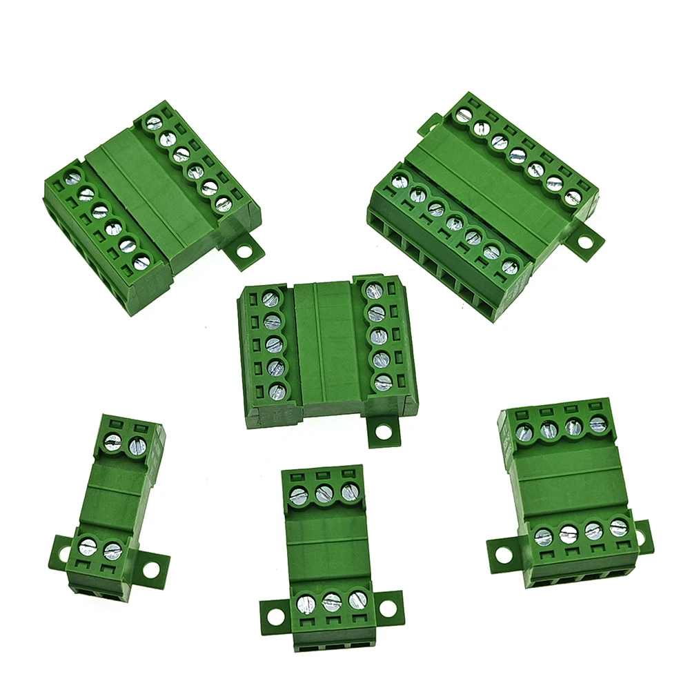 10PCS Pitch 3.81mm Aerial Butt Type Screw Terminal Block Connector With Installation Fixing Holes 2P-12P for 28-16AWG