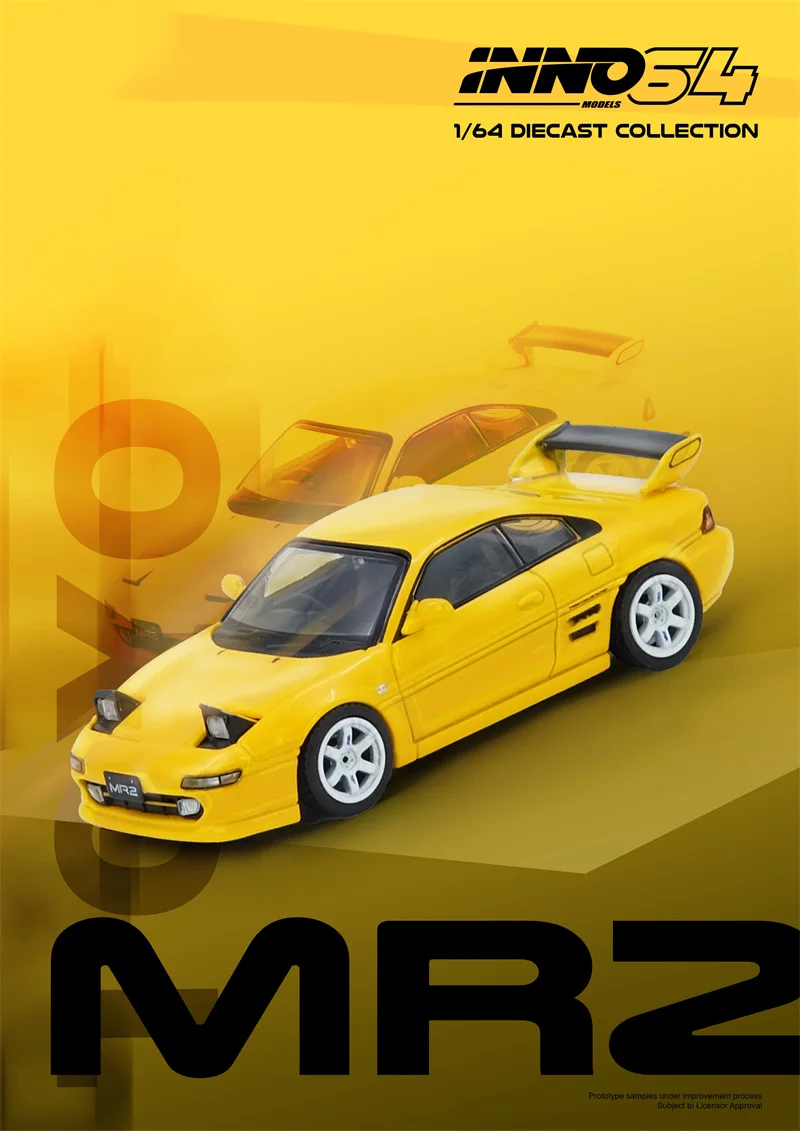 (الطلب المسبق) INNO 1:64 MR2 (SW20) نموذج سيارة مجمع Diecast باللون الأصفر