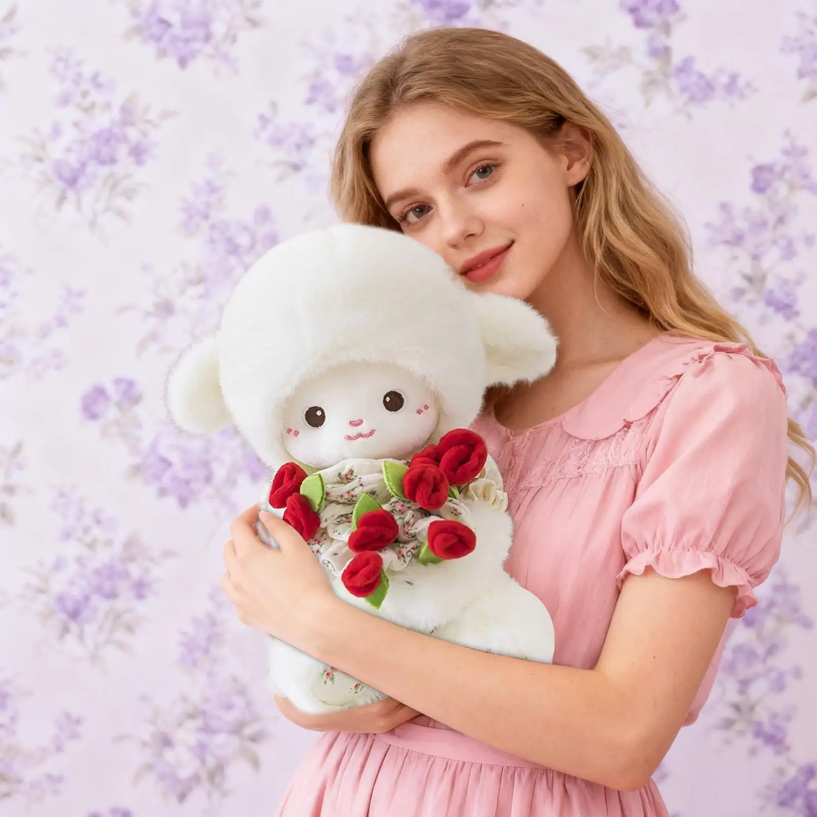 Animal relleno de cordero de 30cm, muñeco suave abrazable, Animal relleno de peluche de cordero para dormitorio, sala de estar, sofá, cama, coche