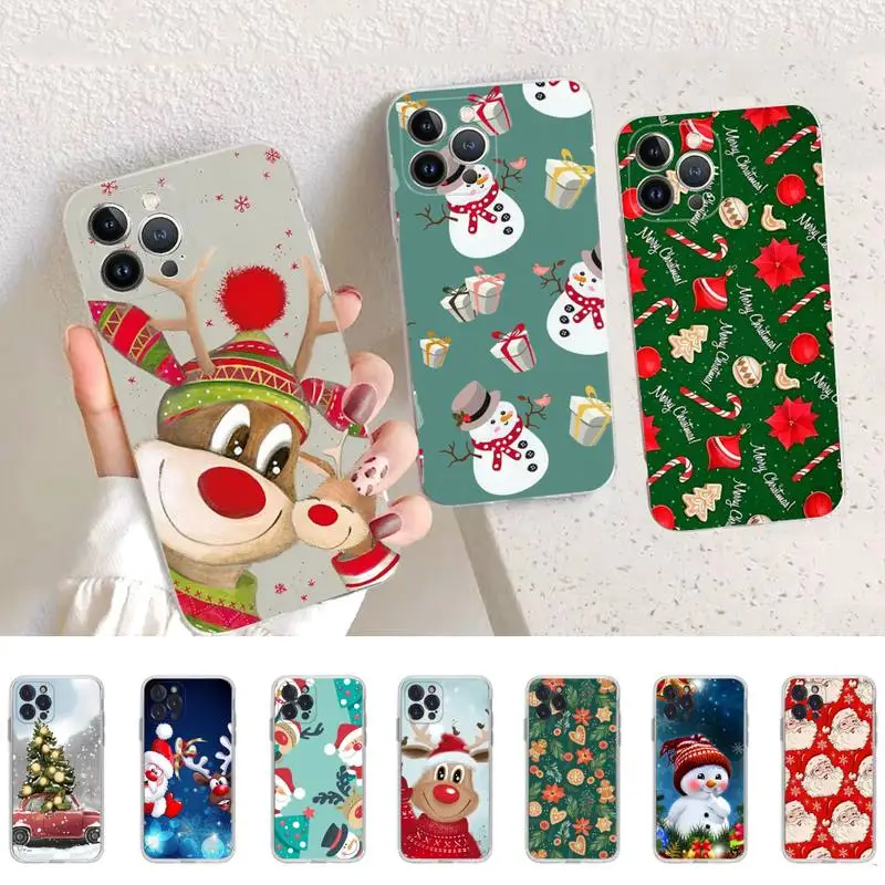 Merry Christmas Phone Case Silicone Soft for iphone 14 13 12 11 Pro Mini XS MAX 8 7 6 Plus X XS XR Cover