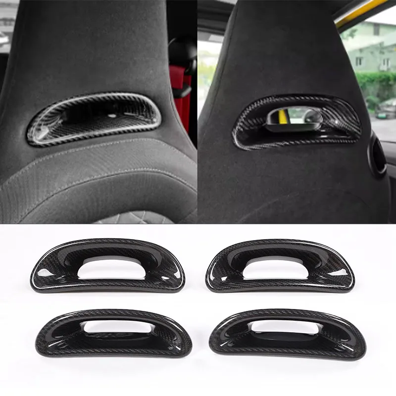 

For Fiat 500 Abarth 595 695 2016-2024 Real Dry Hard Carbon Fiber Interior Seat Backrest Decoration Cover Frame Panel Trim