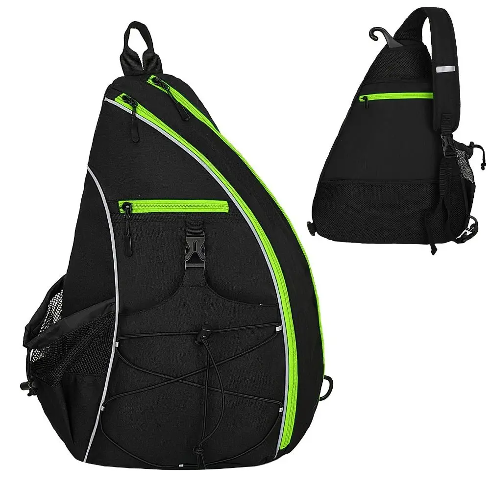 Bolsa de Pickleball de gran capacidad con gancho para valla, bolsillo de seguridad, mochila con bola de pepinillos, bandolera ligera ajustable para mujeres y hombres