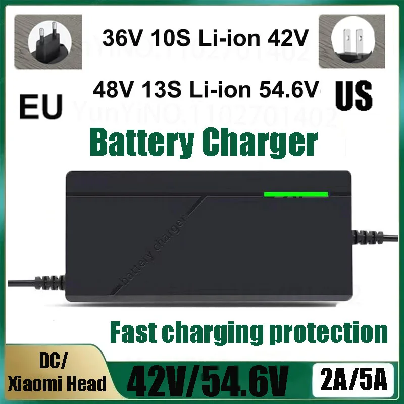 

EU/US Plug 36V 48V 72V Charger 2A 5A 10S 13S 20S Lithium Li-ion Battery Pack 42V 54.6V 84V Smart Fast Charging Charger