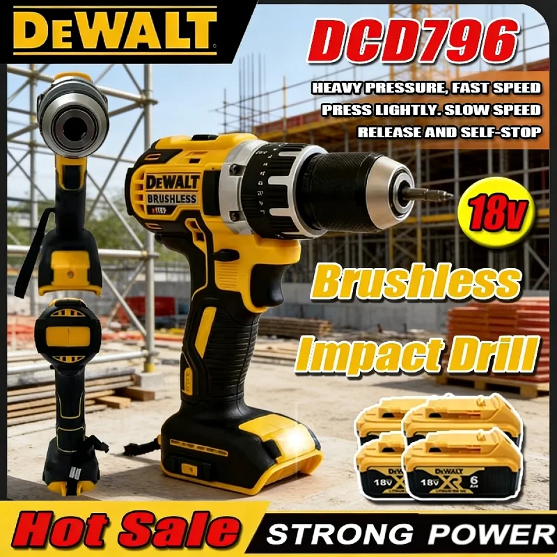 

Dewalt DCD796 Cordless Brushless Impact Drill Brushless Drive Compact Drill Rechargeable 20V Battery Portable Power Tools