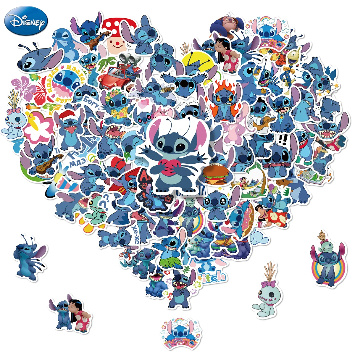 100PCS Disney Stitch Stickers DIY Diary Laptop Scrapbook Luggage Skateboard Graffiti Decal Fun Stylish Classic Toys