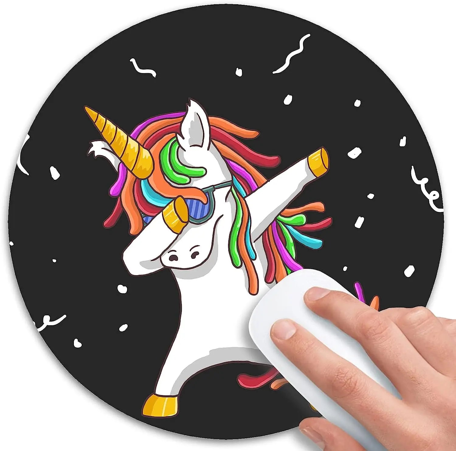 Cute Unicorn Mouse Pad Funny Gaming Mouse Mat Waterproof Circular Mouse Pad Non-Slip Rubber Base MousePads for Office Laptop