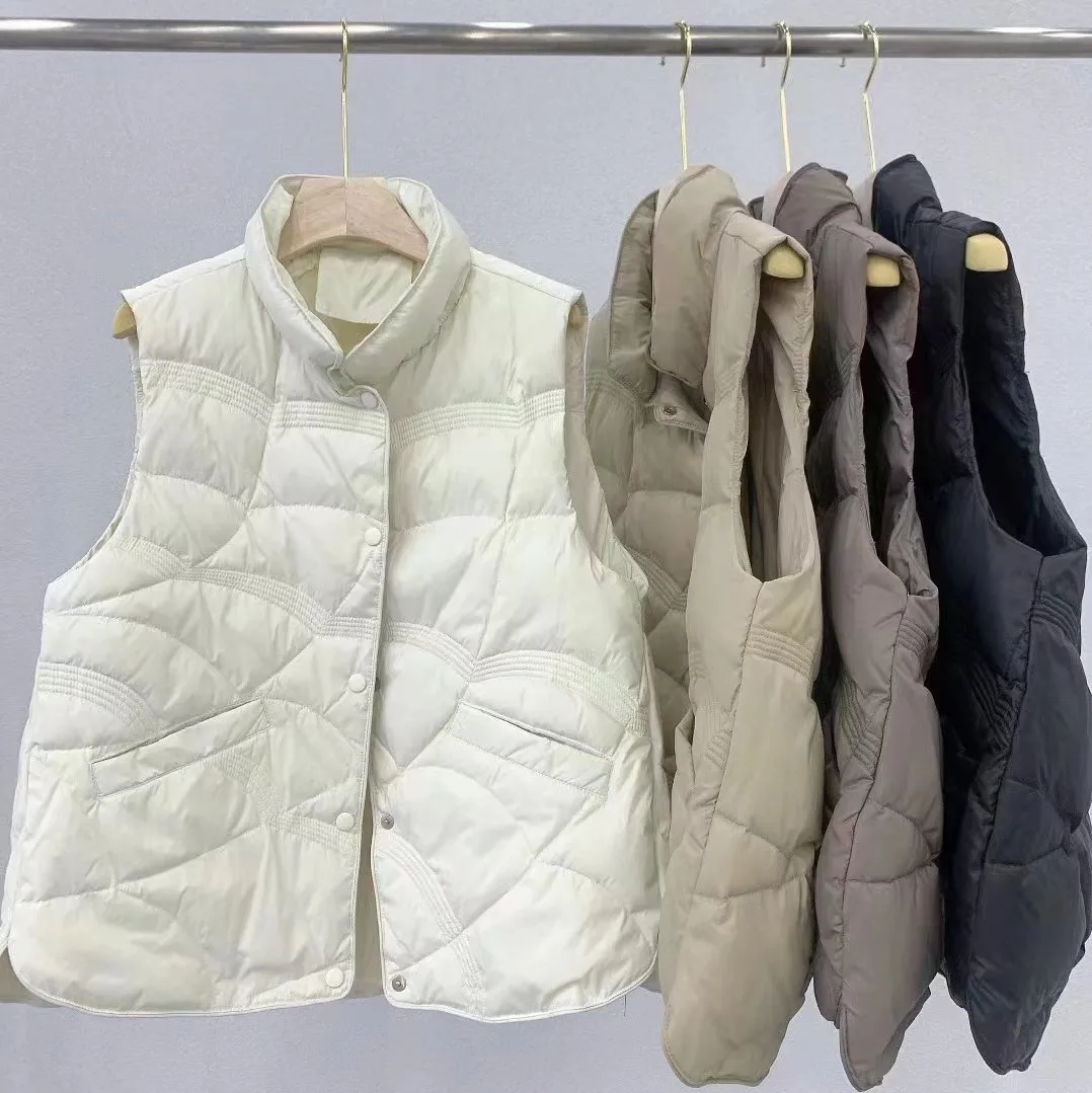 Piumino allentato cappotto morbido casual piumino d'anatra bianco giacca da donna