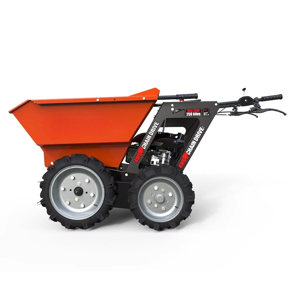 Customized 250Kg Load 4WD Truck 4x4 Motor Motor Power Mechanical Transmission Mini Dumper with Snow Shovel