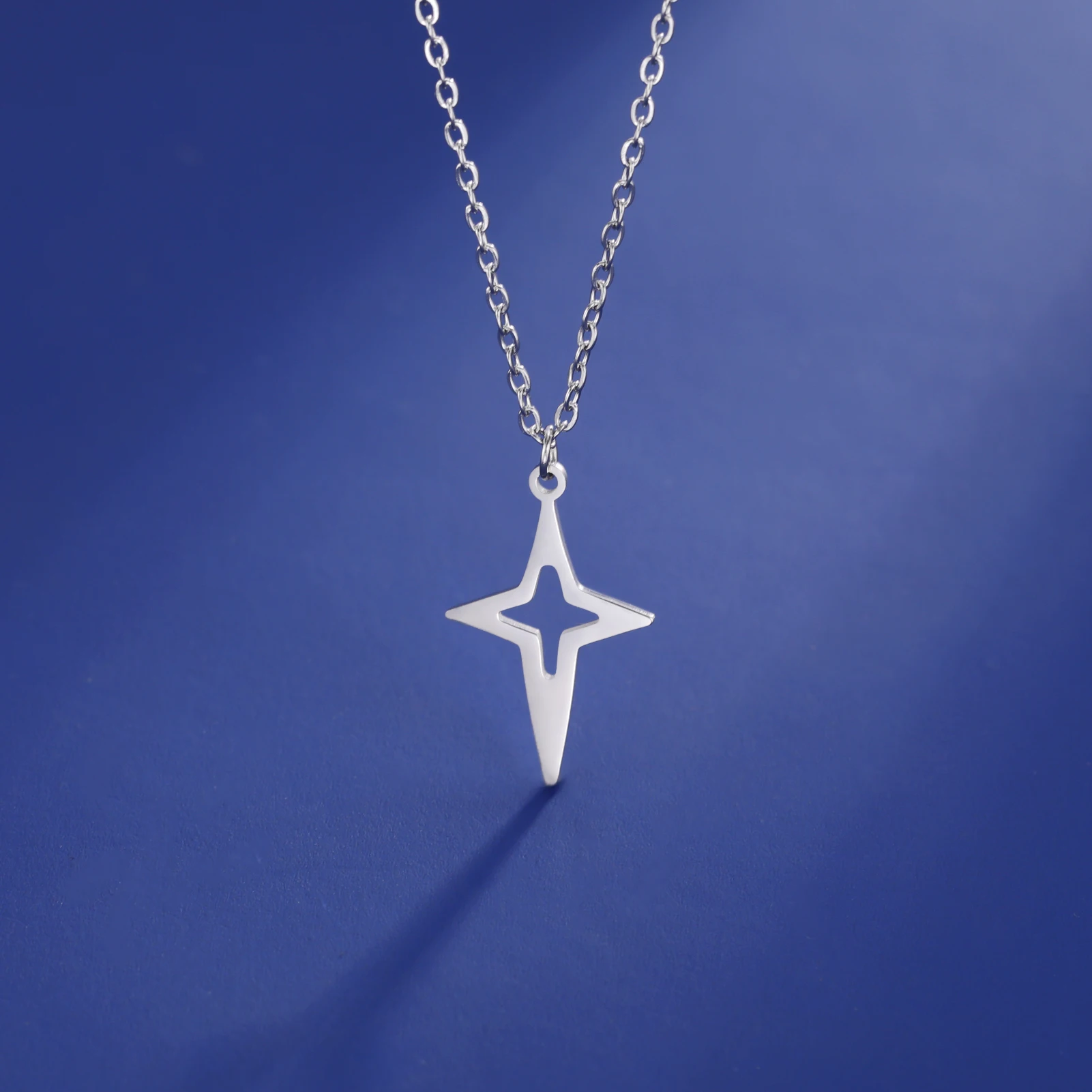 Fishhook Star Necklace Stainless Steel Pendant Link Chain Polaris Supernatural Amulet Gift For Woman Man Fashion Jewelry