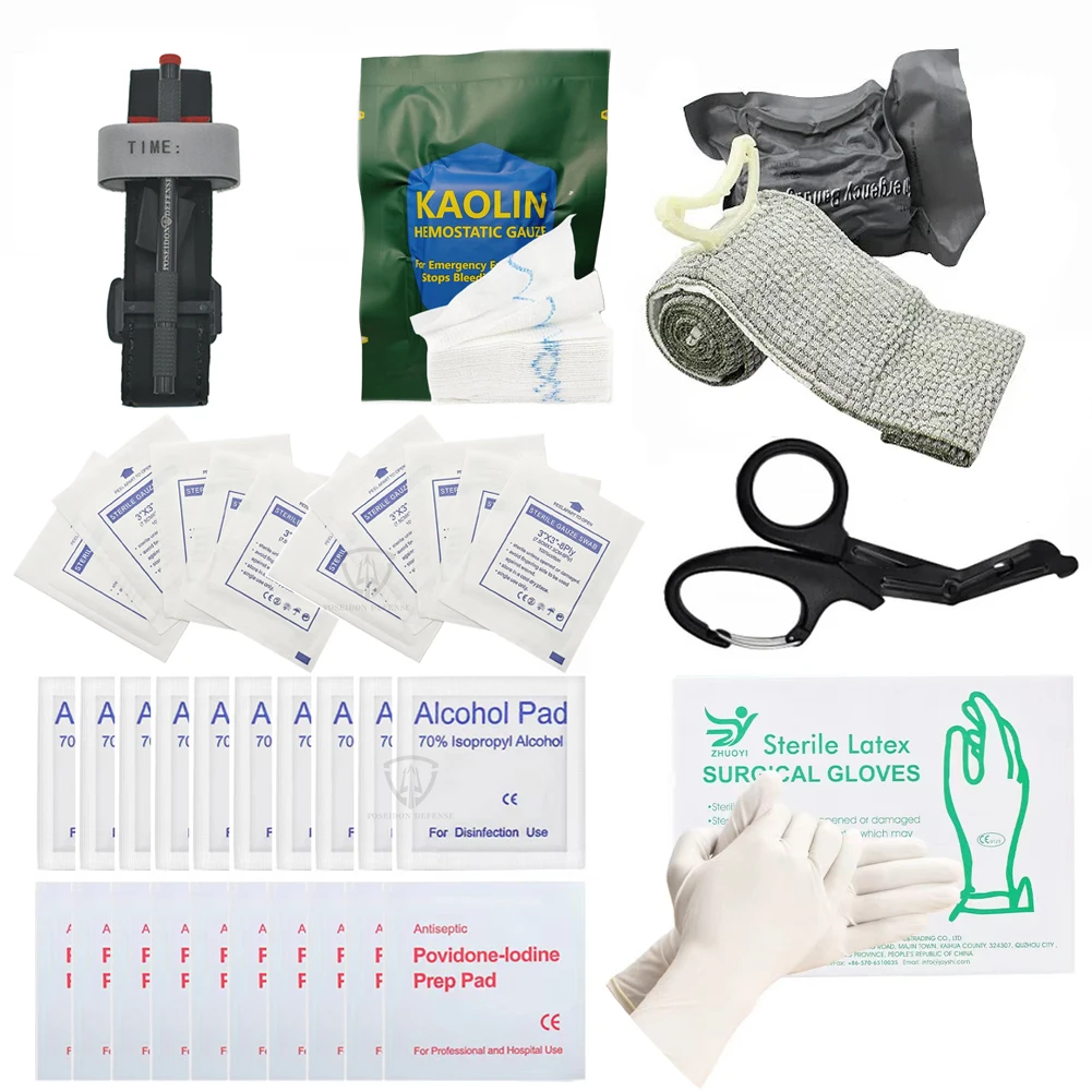 IFAK Survival First Aid Kit Tourniquet Kaolin Israeli Emergency Kits Gear Trauma Wound hemostasis Bag Hiking Adventures