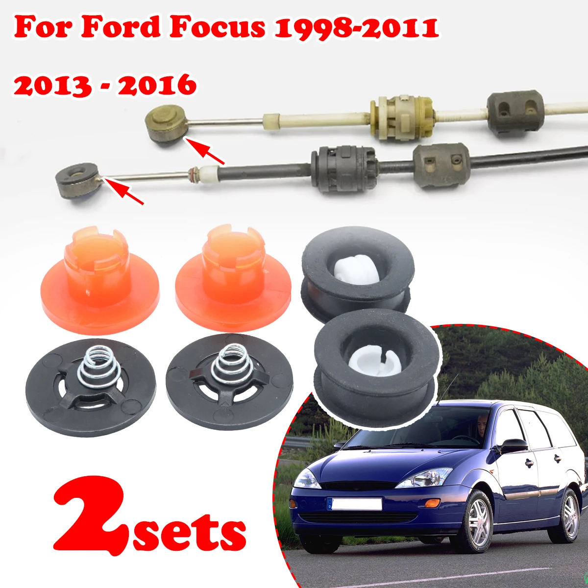 

2set Gear Shift Cable Linkage End Rod Bushing Adapter Gromme Manual Transmission For Ford Focus 1998-2011 C-Max Transit Connect
