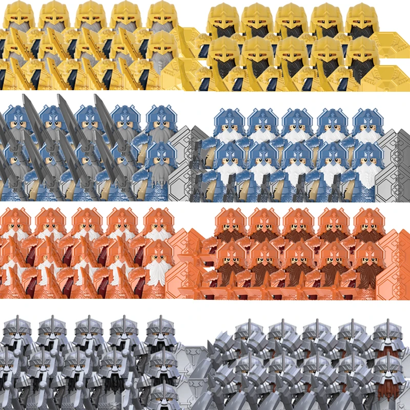 LOTR Dwarf Warrior Figures Ironfoot Durin\'s folk Medieval Knight Hobbit Building Blocks Military Armor Soldiers Bricks Toys Gift