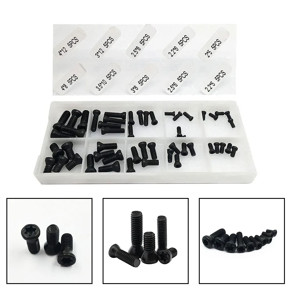 50 Screws for Fastening Carbide Inserts on Tool Holders Compatible with M2 M2 2 M2 5 For M3 and For M3 5 4 Models