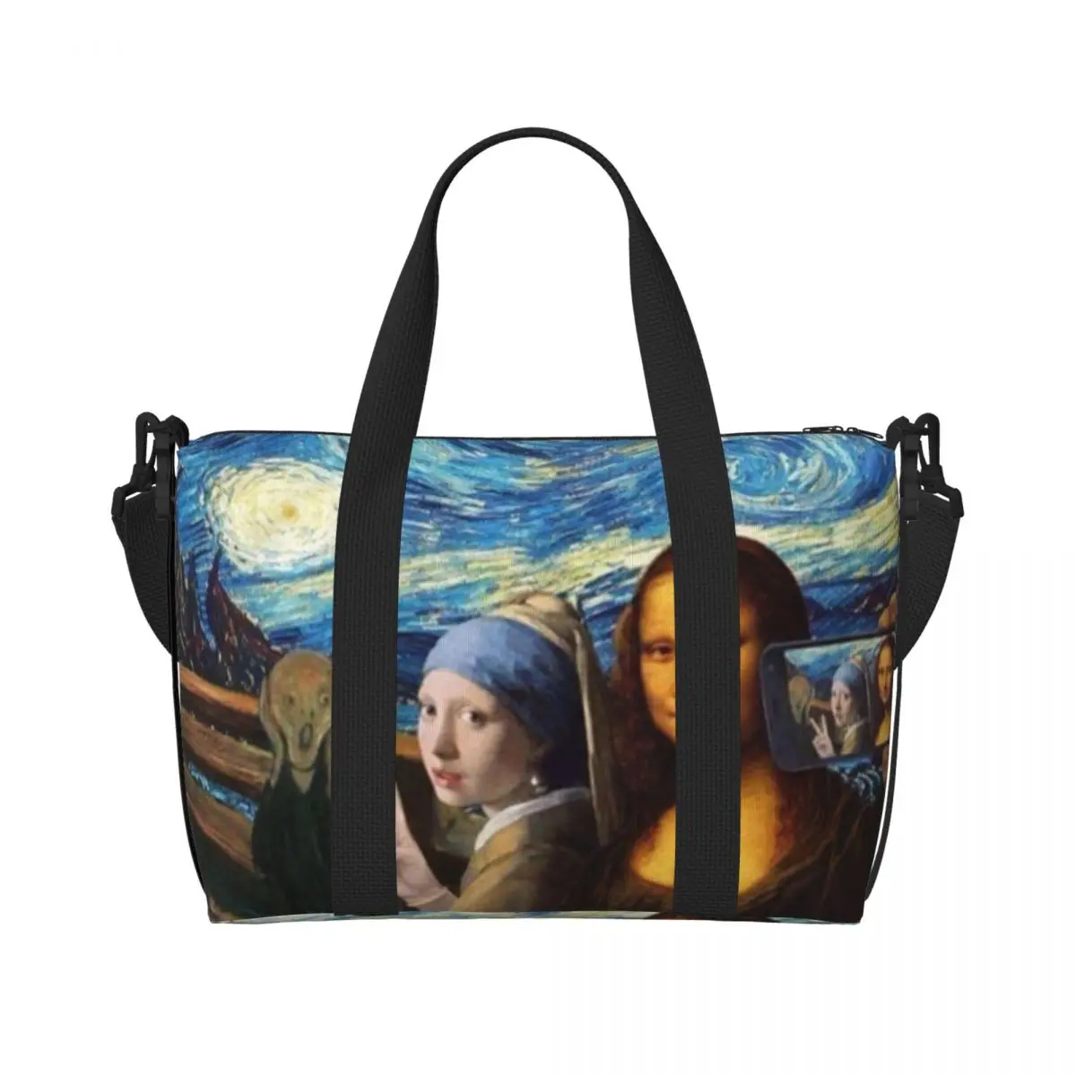 

Пляжная большая сумка «Звездная ночь» от Моны Лизы и Винсента Ван Гога Очень большая сумка для спортзала Carry On Art Painting Дорожные сумки для покупок