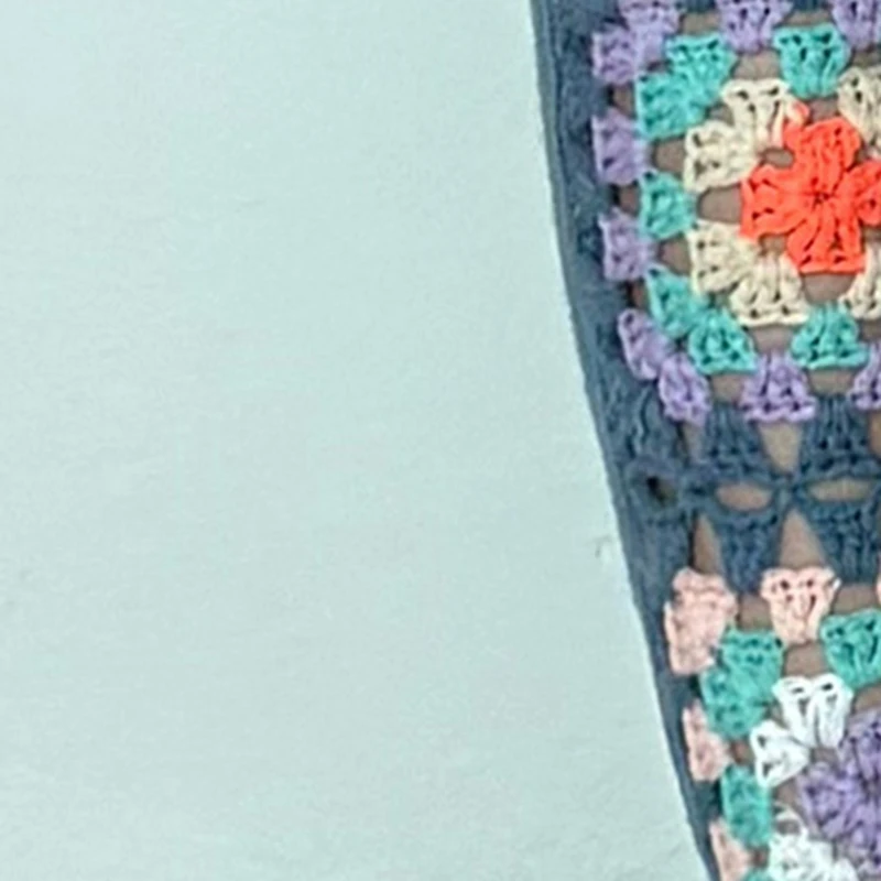 

Crochet Thigh High Stockings for Women Geometric Pattern Warm Floor Socks for Indoors