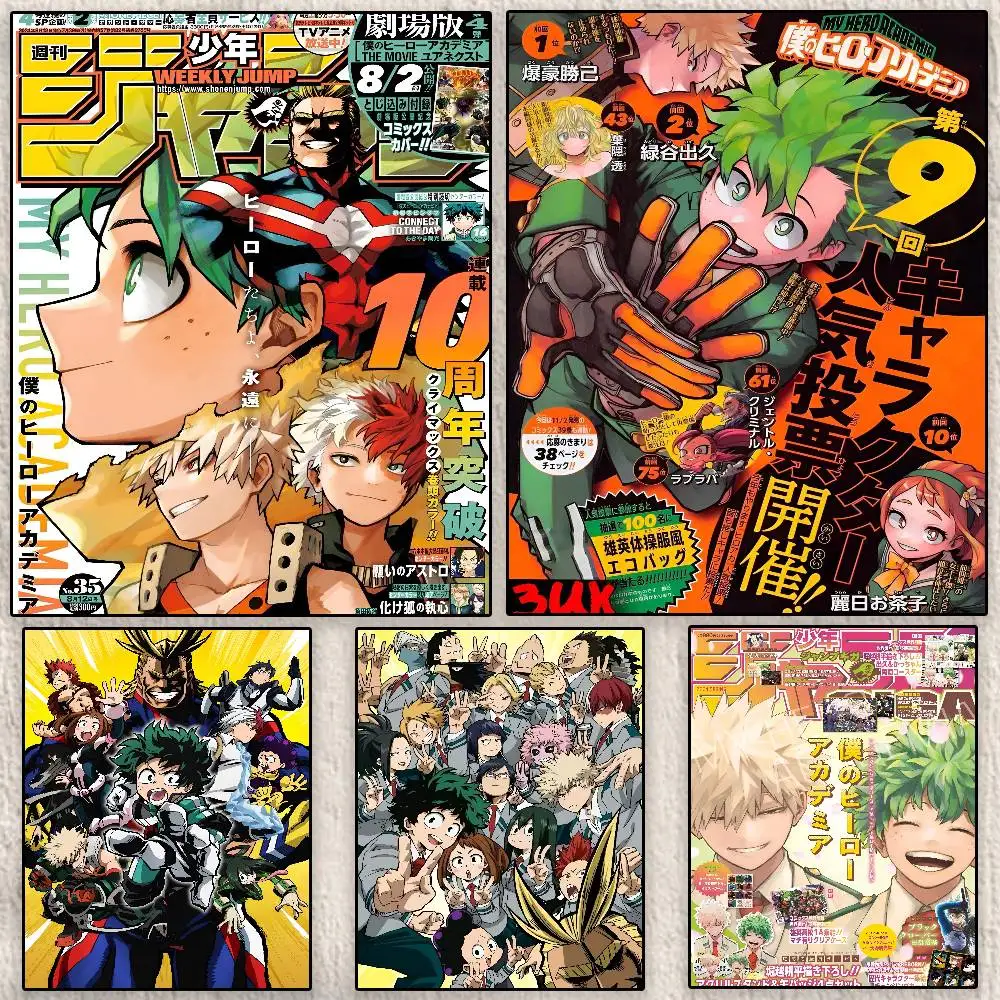 

Hot Anime M-My Hero A-Academia Poster Modern Waterproof HD Wall Art Decal Self-Adhesive Aesthetic Decor for Home Living Room Bed