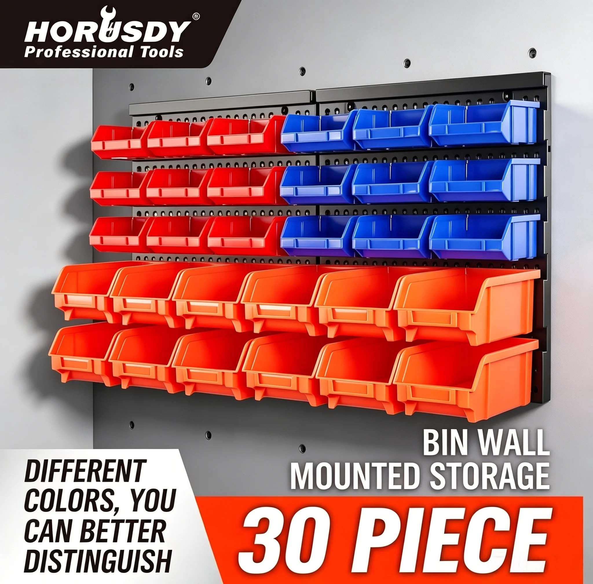 Home Improvement Binford Tools - HORUSDY 30-delige onderdelenopslagbakken Wandgemonteerde gereedschapsorganizer Board