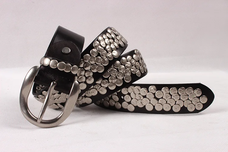 IEFB Punk Leather Belt Baggy Jeans Accessories Irregularly Shaped Circular Rivets Men's Clothing Y2k Decoration Hip Hop 9X955