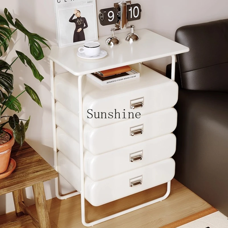 

French cream style bedroom solid wood minimalist high-end drawer cabinet small apartment narrow storage